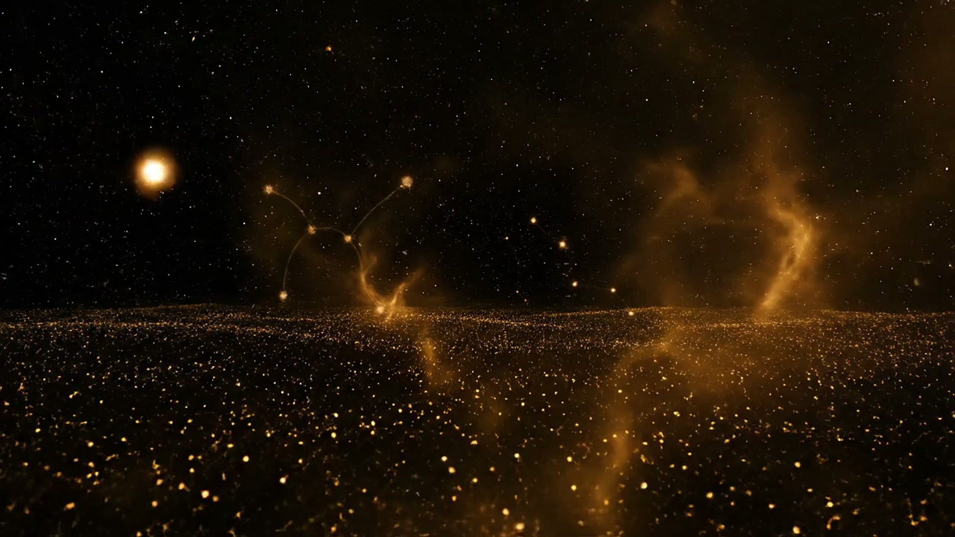 Golden constellations in the night sky