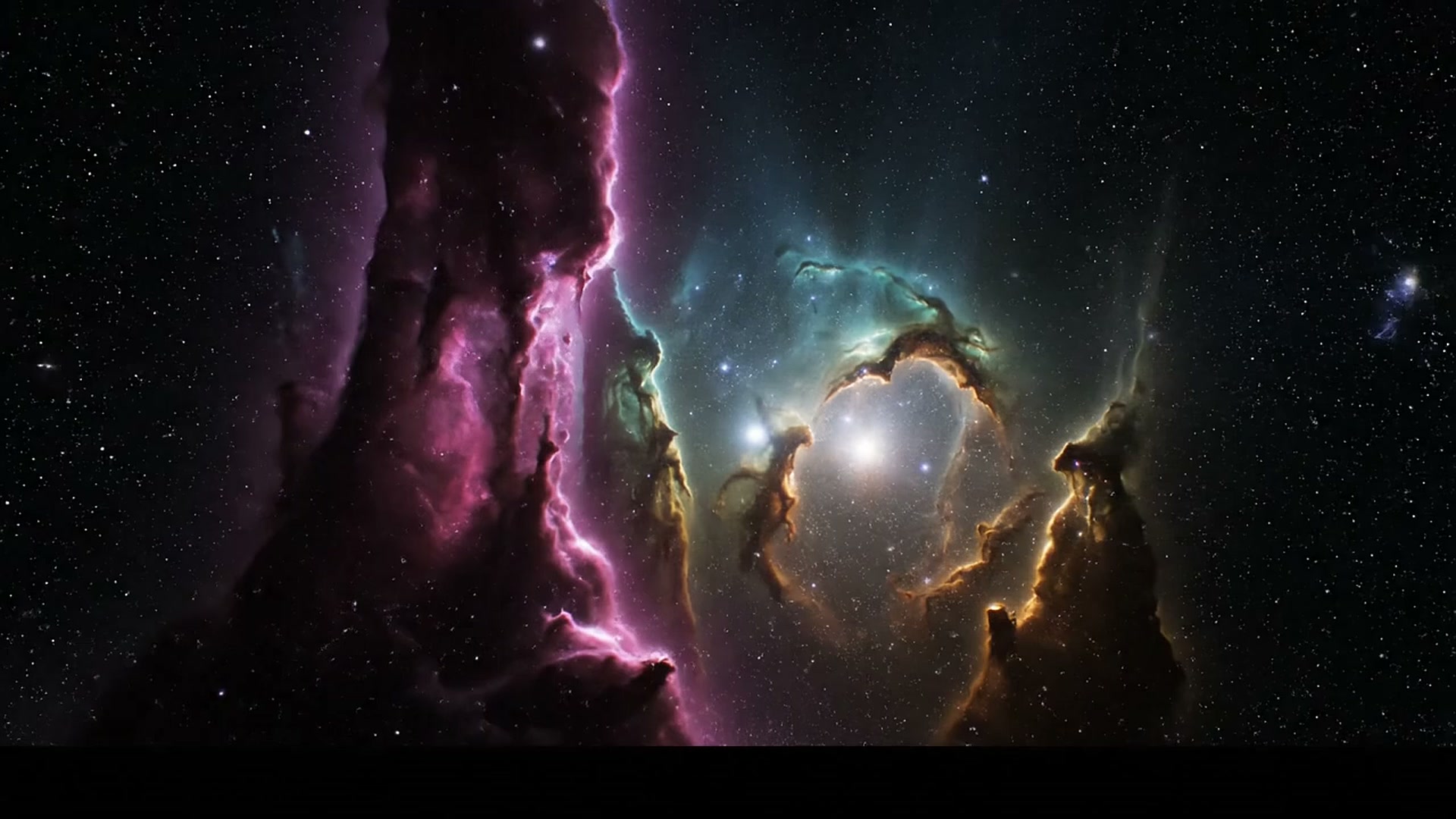 A golden nebula in deep space